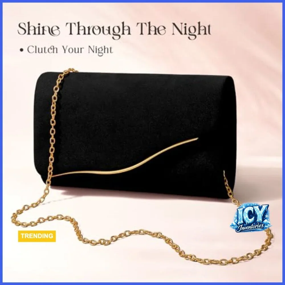 Formal Evening Clutch with Detachable Chain Faux Suede Purse for Wedding Party